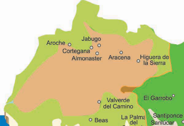 Huelva mapa de pueblos